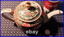 1950s ROSE MEDALLION vtg chinese teapot geisha girl gold porcelain hong kong art