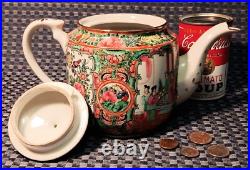 1950s ROSE MEDALLION vtg chinese teapot geisha girl gold porcelain hong kong art