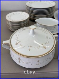 1964-80 Vintage NORITAKE 56 Piece Set Porcelain china, Gold Trim Discontinued