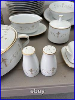 1964-80 Vintage NORITAKE 56 Piece Set Porcelain china, Gold Trim Discontinued