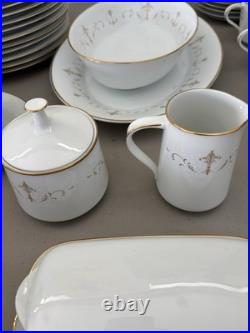 1964-80 Vintage NORITAKE 56 Piece Set Porcelain china, Gold Trim Discontinued