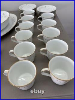 1964-80 Vintage NORITAKE 56 Piece Set Porcelain china, Gold Trim Discontinued