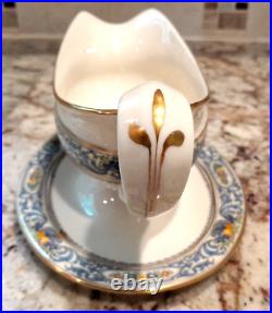 1968 Lenox THE AUTUMN China 9 Gravy Boat Attached Underplate 24K Gold Trim USA