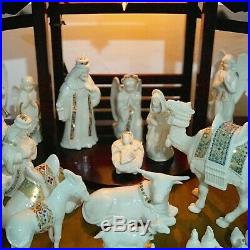 1994 Lenox China Jewels Nativity 24 KT GOLD Complete Set 35 Porcelain Figurines