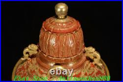 19.6 Qianlong Marked Famille Rose Porcelain Gold Flower Bird Bottle Vase Statue
