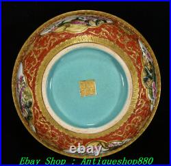 19.6 Qianlong Marked Famille Rose Porcelain Gold Flower Bird Bottle Vase Statue
