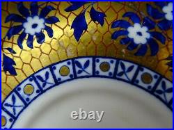 19c Antique English Gold & Blue China Hand Painted Porcelain Cup Saucer