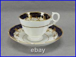 19th Century British Gold Grapes & Cobalt Bone China Coffee Cup & Saucer