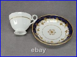 19th Century British Gold Grapes & Cobalt Bone China Coffee Cup & Saucer
