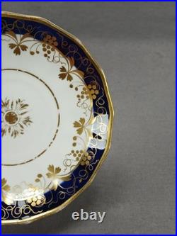 19th Century British Gold Grapes & Cobalt Bone China Coffee Cup & Saucer