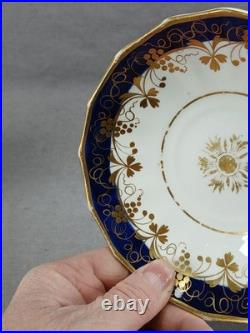 19th Century British Gold Grapes & Cobalt Bone China Coffee Cup & Saucer