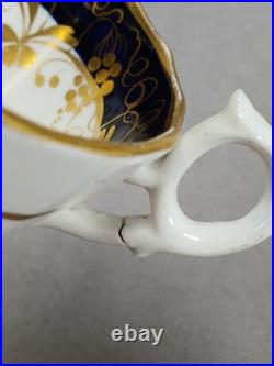 19th Century British Gold Grapes & Cobalt Bone China Coffee Cup & Saucer