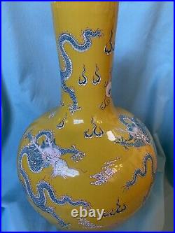 19th Century Chinese Guangxu Ground Enameled Porcelain Dragon Vase