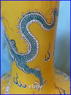 19th Century Chinese Guangxu Ground Enameled Porcelain Dragon Vase