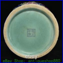 20.8 Yongzheng Blue Glaze Famille Rose Porcelain Gold Flower Bird Bottle Pair