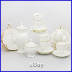 20-Piece Bone China Coffee Set for 6 Persons White with22k Gold Imperial Porcelain