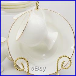 20-Piece Bone China Coffee Set for 6 Persons White with22k Gold Imperial Porcelain