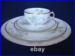 20pc CH FIELD HAVILAND 5pc Place Settings Service for FOUR Purple Flowers Gold