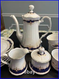 21pc Mitterteich Bavaria Cobalt Blue Gold Trim Coffee Tea Pot Desert Serving Set 21pc Mitterteich Bavaria Cobalt Blue Gold Trim Coffee Tea Pot Desert Serving Set