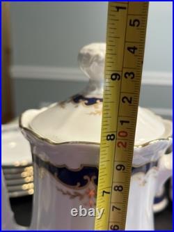 21pc Mitterteich Bavaria Cobalt Blue Gold Trim Coffee Tea Pot Desert Serving Set 21pc Mitterteich Bavaria Cobalt Blue Gold Trim Coffee Tea Pot Desert Serving Set