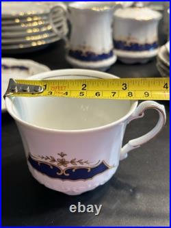 21pc Mitterteich Bavaria Cobalt Blue Gold Trim Coffee Tea Pot Desert Serving Set 21pc Mitterteich Bavaria Cobalt Blue Gold Trim Coffee Tea Pot Desert Serving Set