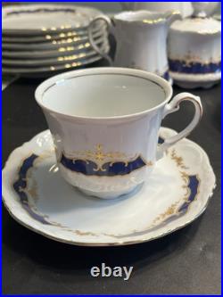 21pc Mitterteich Bavaria Cobalt Blue Gold Trim Coffee Tea Pot Desert Serving Set 21pc Mitterteich Bavaria Cobalt Blue Gold Trim Coffee Tea Pot Desert Serving Set