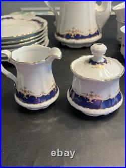21pc Mitterteich Bavaria Cobalt Blue Gold Trim Coffee Tea Pot Desert Serving Set 21pc Mitterteich Bavaria Cobalt Blue Gold Trim Coffee Tea Pot Desert Serving Set