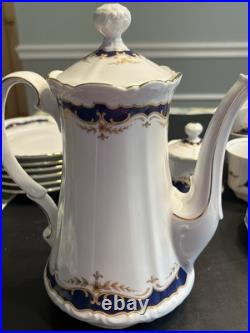 21pc Mitterteich Bavaria Cobalt Blue Gold Trim Coffee Tea Pot Desert Serving Set 21pc Mitterteich Bavaria Cobalt Blue Gold Trim Coffee Tea Pot Desert Serving Set