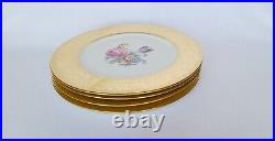 22K Encrusted Plates Heinrich Co. H&Co Selb China Floral Centers Set 4 (x3)