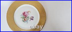 22K Encrusted Plates Heinrich Co. H&Co Selb China Floral Centers Set 4 (x3)