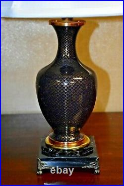 22 Chinese Vintage Cloisonne Vase Accent Table Lamp- Asian Oriental Porcelain