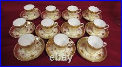 22 Piece Minton China G6180 Gold Encrusted Demitasse Cup and Saucer Set MINT