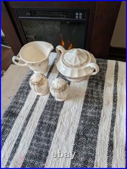 22k Gold Ivory Porcelain Set by Sebring China Made In USA Large Lot