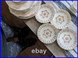 22k Gold Ivory Porcelain Set by Sebring China Made In USA Large Lot