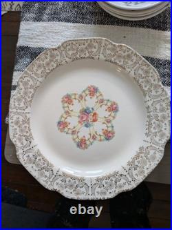 22k Gold Ivory Porcelain Set by Sebring China Made In USA Large Lot
