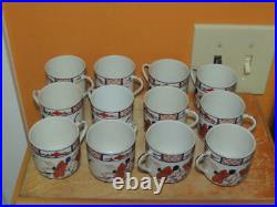 25pc Demitasse Coffee Set Eggshell Porcelain white red blue gold Qianlong Mark