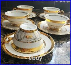 27 pcs Vint Bavaria Seltmann Weiden Elisabeth 22K Gold Leaf Fine China Teacups