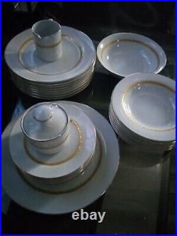 28 pc Retroneu Imperial 22k Gold Porcelain Plates Bowls Platter And More