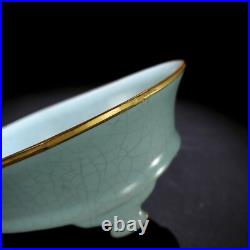 2.5old China Porcelain Song ru kiln gold-plated narcissus basin