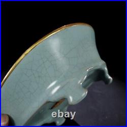 2.5old China Porcelain Song ru kiln gold-plated narcissus basin