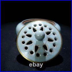 2.7old China Porcelain Song ru kiln inlaid gold incense burner