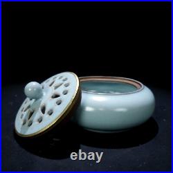 2.7old China Porcelain Song ru kiln inlaid gold incense burner