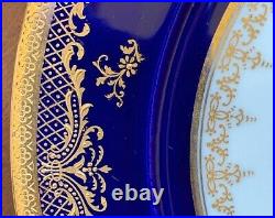 2 Antique Tiffany & Co. Cauldon Ltd ENGLAND 2 Luncheon Plates Cobalt Gold Gilt