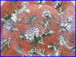 2 Chinese Antique Porcelain Red Gold Famille Rose Dishes Plates 19 20 Century