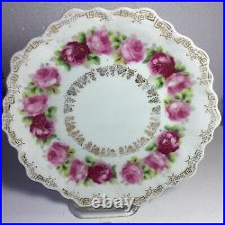 2-Crown Bavarian Porcelain Cabinet Plates Pink Roses withGold Trim, 8 Antiques