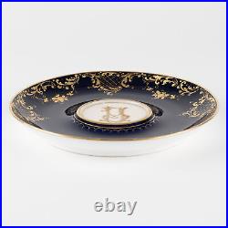 2 ½ Footed Cup & Saucer, Cobalt & Gold with Hand Painted Putti, Ambrosius Lamm X