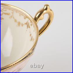 2 ½ Footed Cup & Saucer, Cobalt & Gold with Hand Painted Putti, Ambrosius Lamm X