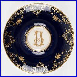 2 ½ Footed Cup & Saucer, Cobalt & Gold with Hand Painted Putti, Ambrosius Lamm X