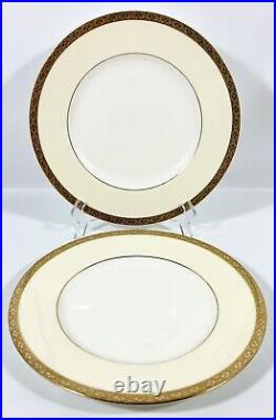 2 Minton Tiffany Co Imperial Gold Encrusted Cream Rim Dinner Plate 10 5/8 H3996