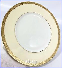 2 Minton Tiffany Co Imperial Gold Encrusted Cream Rim Dinner Plate 10 5/8 H3996
